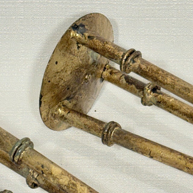 Vintage Italian Style Hand-Gilt Faux Bamboo Pricket Candle Holders - A Pair - Newly Painted For Sale - Image 9 of 12