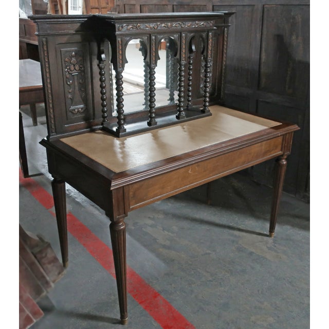 Writing Desk Antique With Carved Detail For Sale - Image 4 of 5