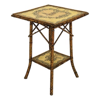 19th Century English Chinoiserie Accent Table Featuring Tortoiseshell With Decorated Surfaces. For Sale