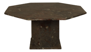 Fossil Stone Pedestal Coffee Table, France, 1970s