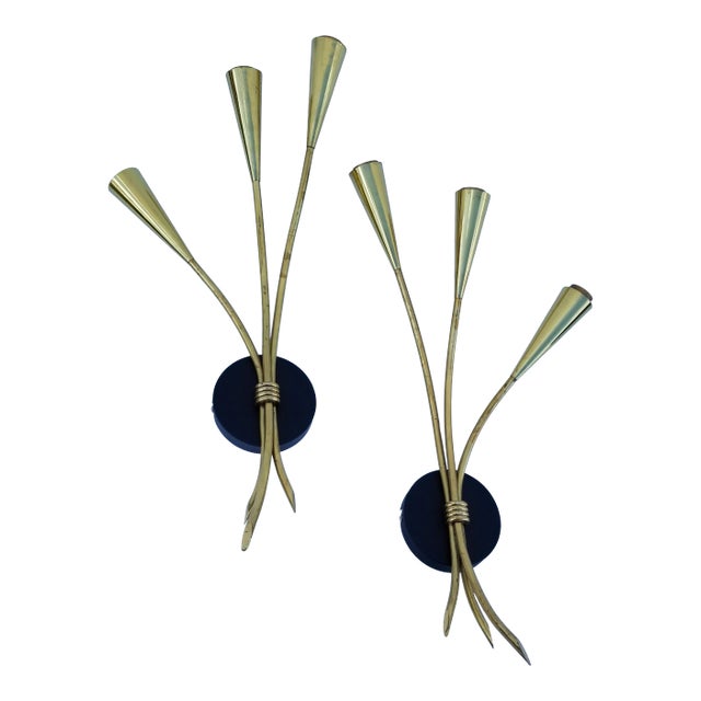 1960s Maison Arlus 3 Arms Sconces - a Pair For Sale