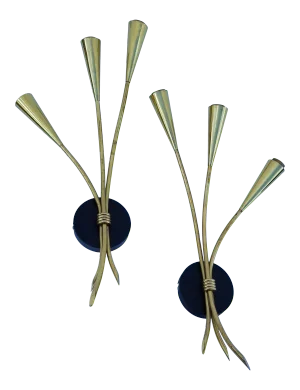 1960s Maison Arlus 3 Arms Sconces - a Pair