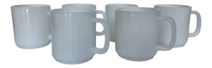 Vintage 1970s Glasbake White Coffee Cups - Set of 6