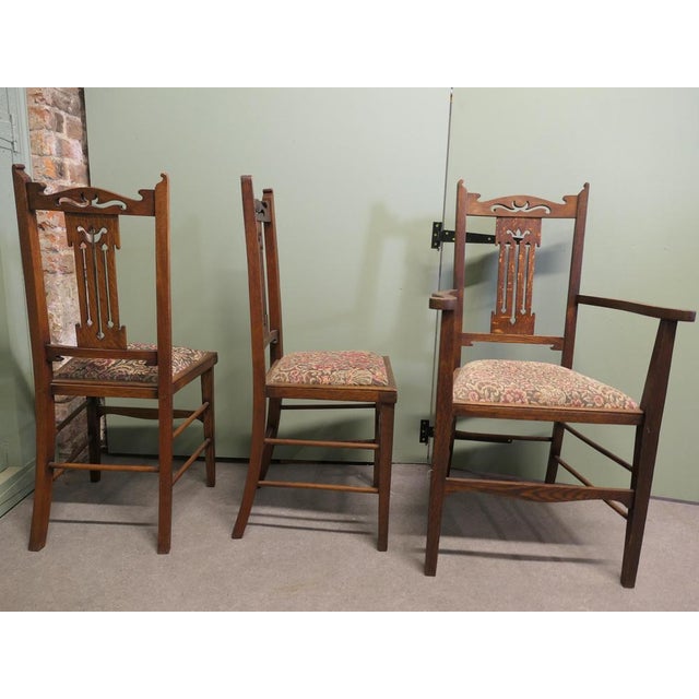 Wood Antique Arts and Crafts Golden Oak Dining Chairs, 1880, Set of 6 For Sale - Image 7 of 8