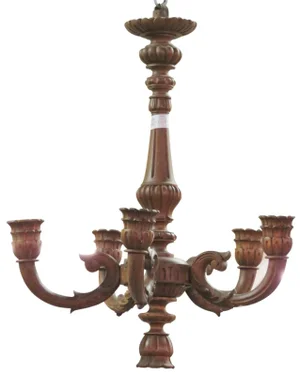 Antique Carved Walnut Chandelier
