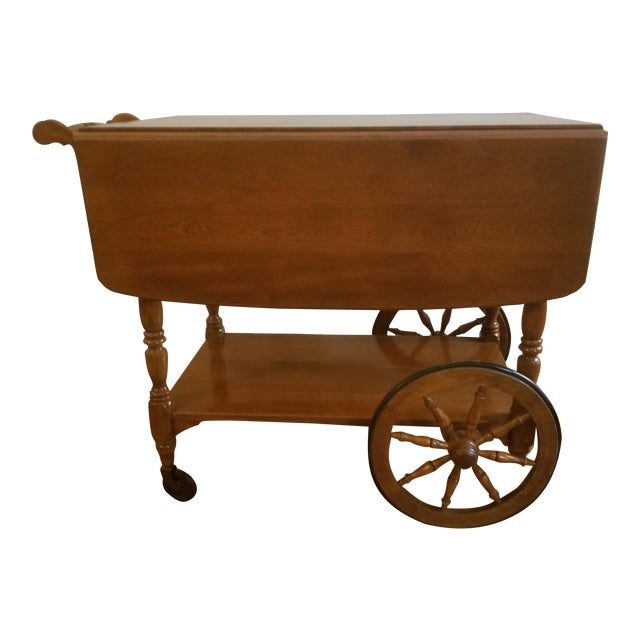 20th Century Ethan Allen Solid Maple Tea Cart Chairish