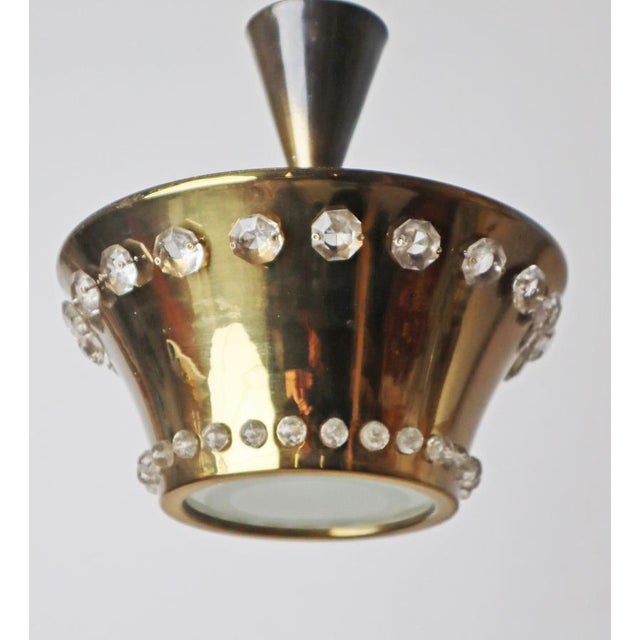 Hollywood Regency Hanging Lamp in Brass and Lead Crystal, Austria, 1950s For Sale - Image 12 of 18