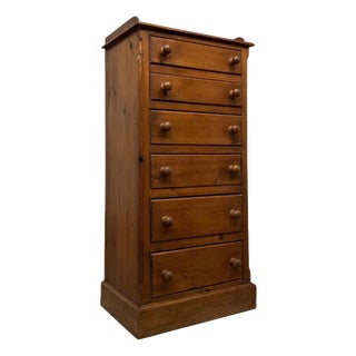 Vintage Narrow Pine Chest of Drawers, 1900s For Sale