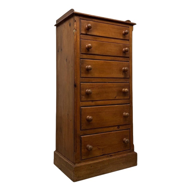 Vintage Narrow Pine Chest of Drawers, 1900s For Sale