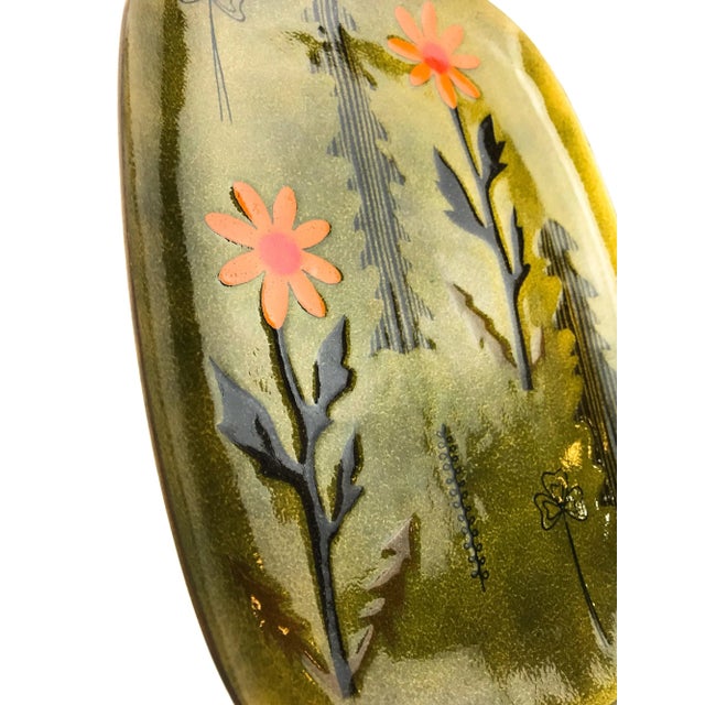 Miguel Pineda Miguel Pineda Mexican Enamel Dish with Trees and Flower Motif For Sale - Image 4 of 9
