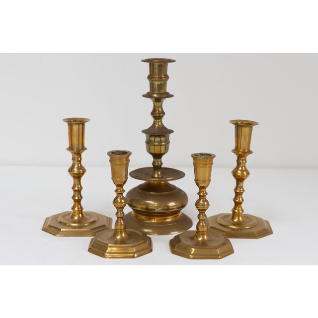 Antique Danish Brass Candlesticks, 1890s, Set of 5 For Sale - Image 17 of 17