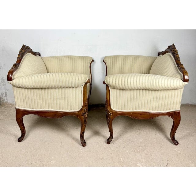 Wood Louis XV French Armchairs, 1960s, Set of 2 For Sale - Image 7 of 14