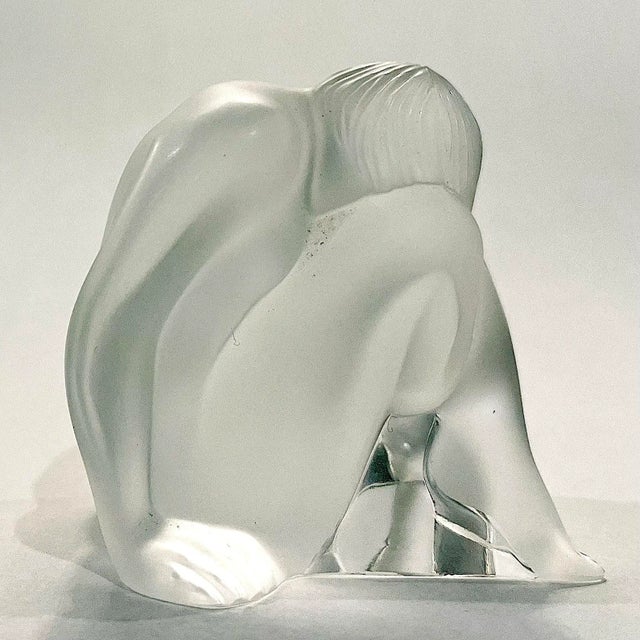Glass 1990s Lalique Nu Assis - Yoga Pose Figure - Original Box For Sale - Image 7 of 12