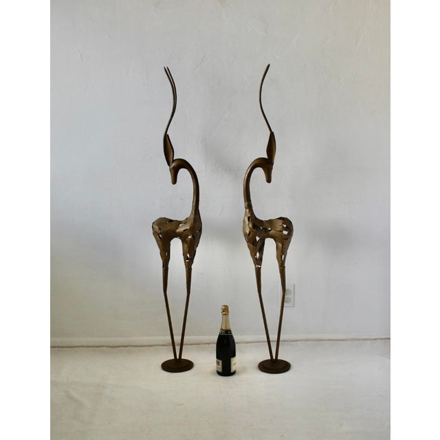 Monumental Stylized Bronze-Finished Metal Gazelle Sculptures-a Pair For Sale - Image 10 of 17