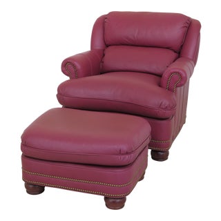 Hancock & Moore Leather Chair & Ottoman For Sale