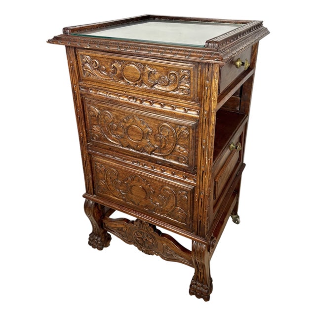 Victorian Carved Oak Serving Cabinet, 1920s For Sale