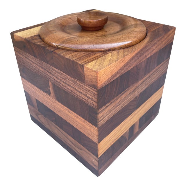 Mid 20th Century Kustom Kraft Solid Black Walnut Ice Bucket For Sale