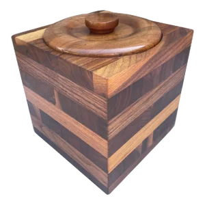 Mid 20th Century Kustom Kraft Solid Black Walnut Ice Bucket