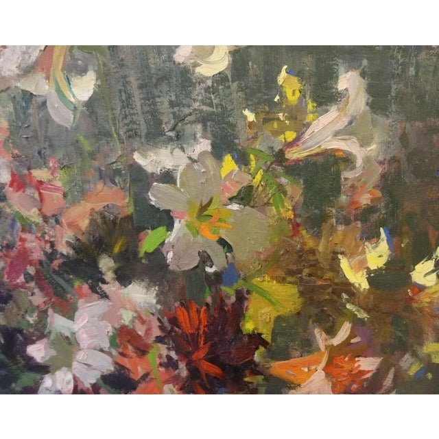 Alfejs Bromults, My Garden Flowers, 1974, Oil on Cardboard For Sale - Image 3 of 6