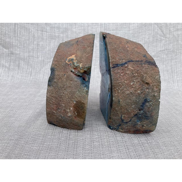 Vintage Blue Agate Geode Bookends- a Pair For Sale - Image 10 of 12