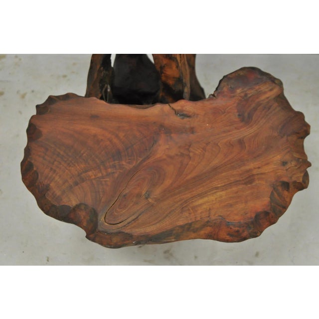 Vintage Mid Century Modern Live Edge 2 Tier Walnut Plant Stand Side Table For Sale In Philadelphia - Image 6 of 16