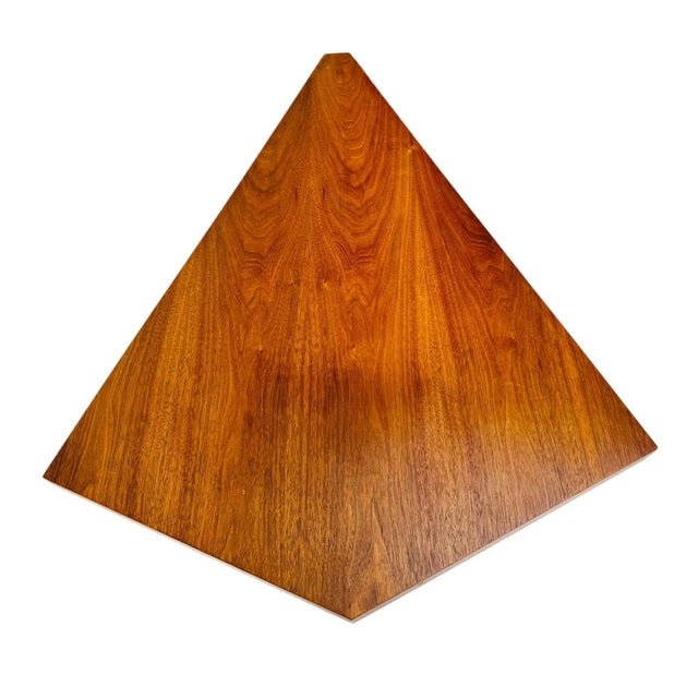 Mid-Century Modern Vintage MCM Triangular Veneer Coffee Table With Geometric Pedestal Base For Sale - Image 3 of 8