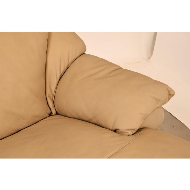 Italian Made Leather Sectional Sofa With Chaise For Sale - Image 4 of 18