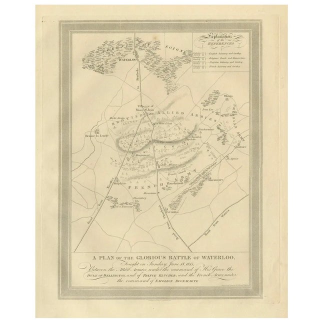 Map of the Glorious Battle of Waterloo, 1816 For Sale