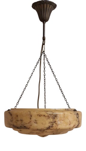 Vintage Art Deco Hanging Lamp in Marbled Glass, 1920s