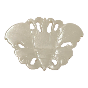Chinese White Stone Carved Butterfly Shape Pendant Display Art