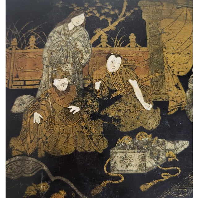 Antique Japanese Black Lacquered Chinoiserie Gilt Painted Jewelry Box For Sale - Image 12 of 16