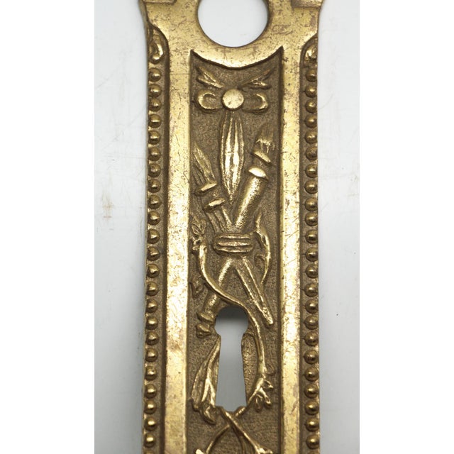 French Antique Decorative French Brass 12 In. Door Back Plate For Sale - Image 3 of 5