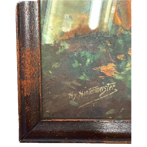 Wood Vintage Native American Woman & Canoe Print For Sale - Image 7 of 7