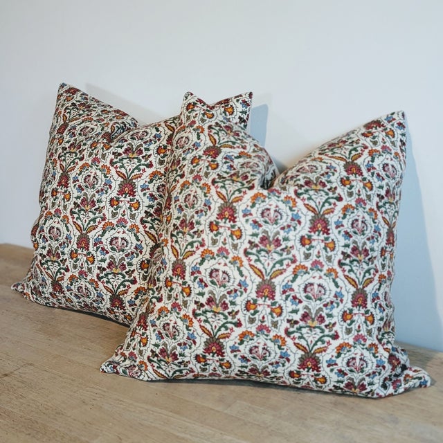 Soane Britain Musical Garden linen pillows in such fun bright colors! Coordinating cream backs. Invisible zippers and...