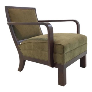 Mid-Century Modern Style Olive Green Chennile Lounge Chair For Sale