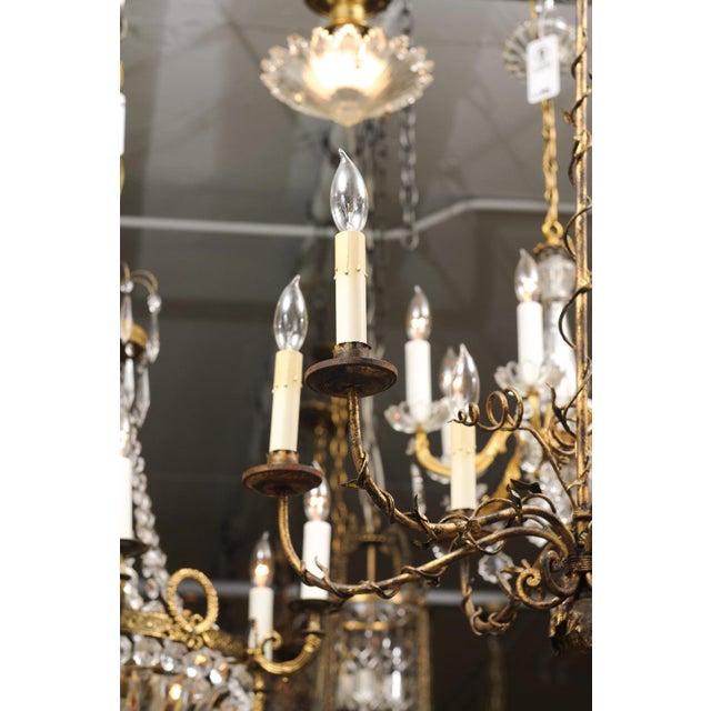 6-Light Vintage Gilt Floral Tole Chandlier, 1930s Italy For Sale In Atlanta - Image 6 of 12
