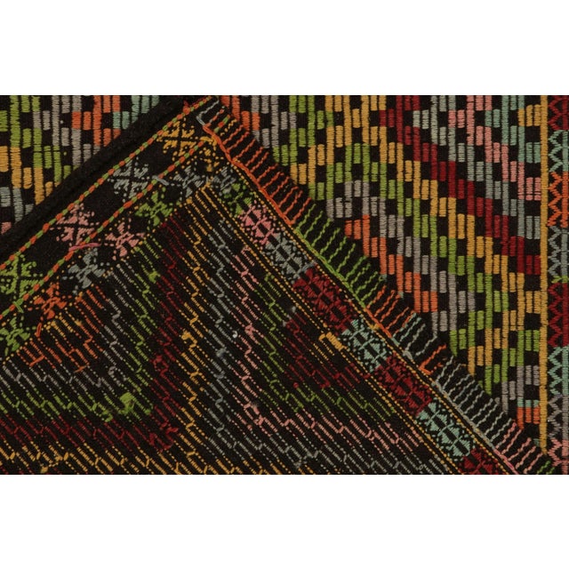 Textile Vintage Cecim Kilim in Vivid Multicolor Tribal Pattern, Diamond Mosaic For Sale - Image 7 of 7