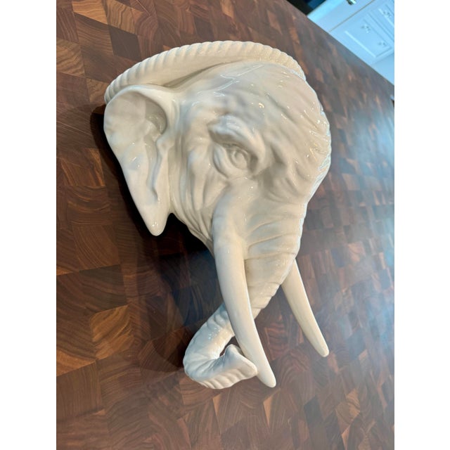 Grand Tour Vintage Italian White Glazed Elephant Head Wall Shelves / Brackets, Pair For Sale - Image 3 of 12