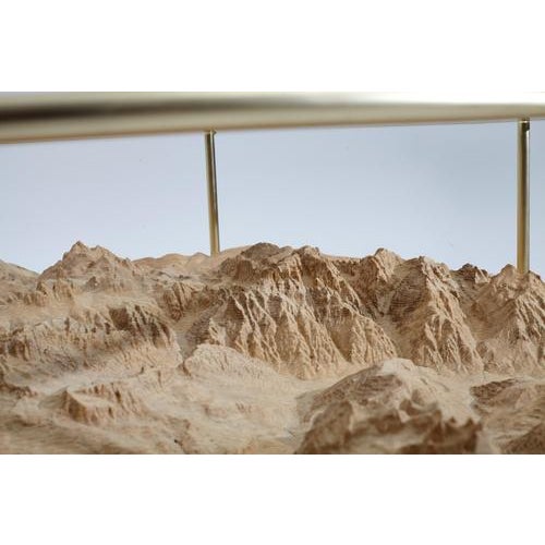 Transparent Glass Coffee Table in Cherry Wood and Brass Frame by Dolomitisch For Sale - Image 4 of 6