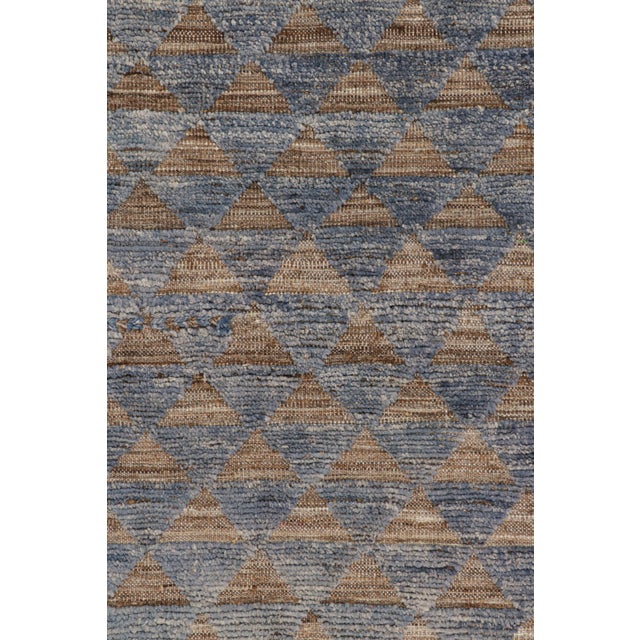 Modern Rug & Kilim’s Moroccan Style Rug in Blue With Brown Geometric Patterns For Sale - Image 3 of 7