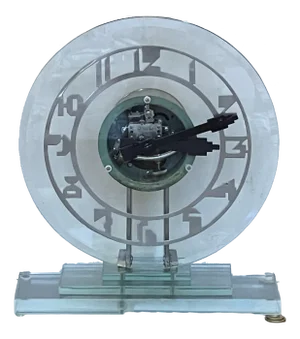 Art Deco Transparent Glass Electric Pendulum Clock from Ato, France, 1930s