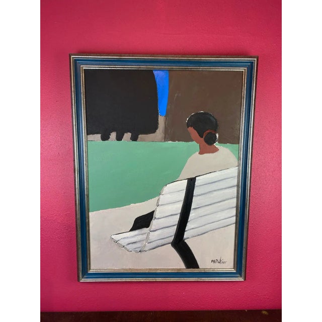 Textile Original Maurice Potier Oil on Canvas | French Contemporary Portrait Painting, Paris, Circa 1991 For Sale - Image 7 of 13
