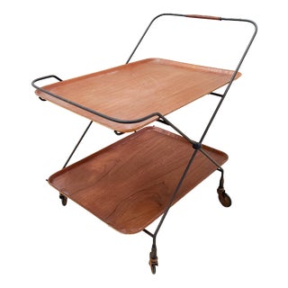Teak Bar Cart with Wheels by Campo E Graffi for Home, 1960s For Sale