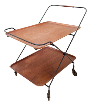 Teak Bar Cart with Wheels by Campo E Graffi for Home, 1960s