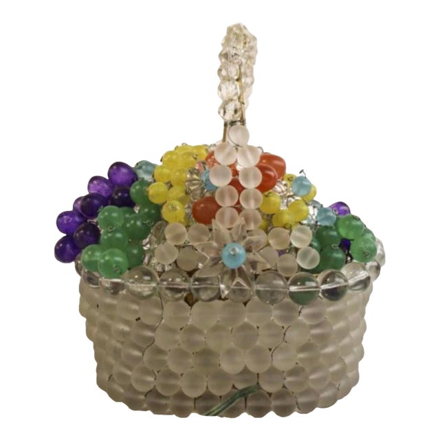1930s Czechoslovakian Art Glass Fruit Basket Lamp, Czech Glass For Sale