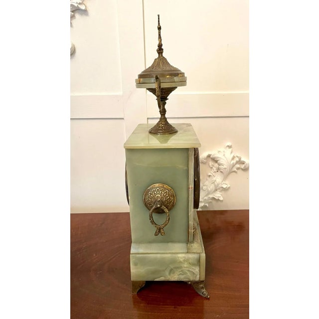 Victorian Green Onyx Ornate Clock Garniture, Set of 3 For Sale - Image 17 of 18