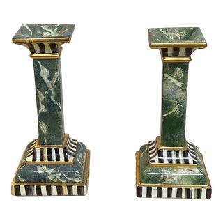 MacKenzie-Childs Candle Holders, a Pair For Sale