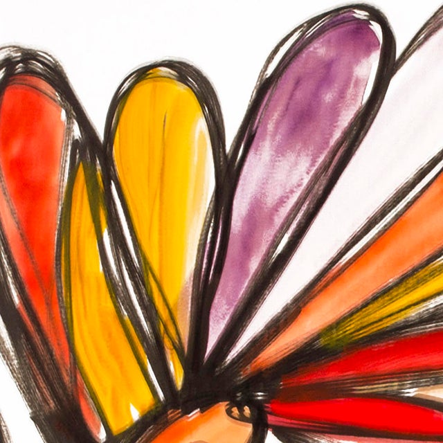 2010s Rabbit Hunt — Bright Abstract Expressionist Composition With Figurative Elements, Oil Markers & Acrylics on Paper, 18 × 24 In For Sale - Image 5 of 7