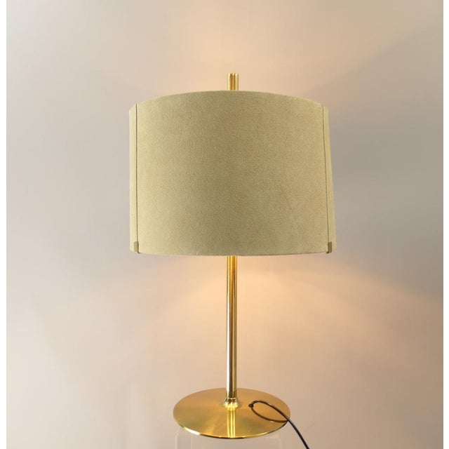 Vintage Italian Table Lamp with Suede Lampshade, 1970s For Sale - Image 14 of 14