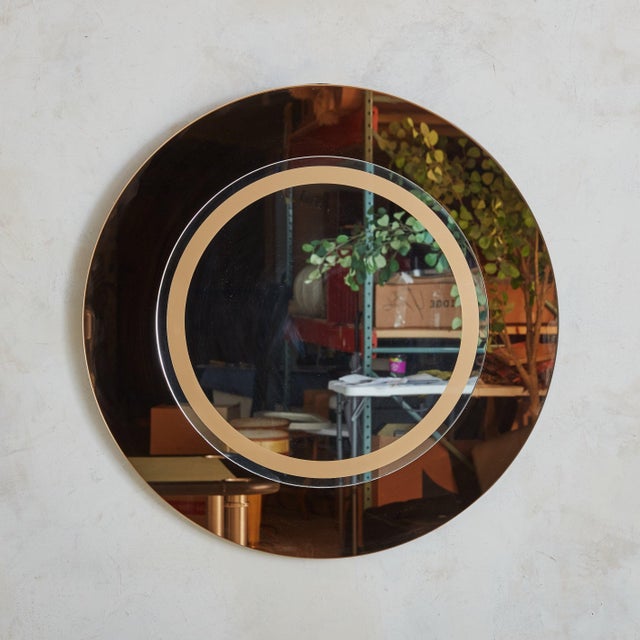 Italian Round Bronze Mirror, 1960s For Sale - Image 10 of 18